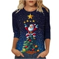 thumbnail image 2 of LEKWK Womens Christmas Tops Dressy Merry Xmas Crew Neck 3/4 Sleeve Tshirts 3/4 Length Sleeve Womens Tops Trendy 3/4 Sleeve T Shirts for Women, 2 of 5