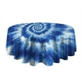 thumbnail image 5 of Blue White Tie Dye Spiral Pattern Round Tablecloth 60"x60",Wrinkle Wipeable Table Cloth for Kitchen Dining Room Picnic Patio Party, 5 of 6