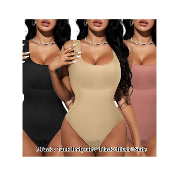 DYMADE Womens Button Tummy Control OnePiece Bodysuit Corset Bust Push