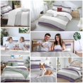thumbnail image 6 of Purple Grey Stripe Bedding 3 Piece Duvet Cover Set Twin Size, Modern Art Horizontal Striped Soft Microfiber Comforter Cover with Zipper Closure & Pillowcases, Wrinkle & FadeResistant Quilt Cover, 6 of 9