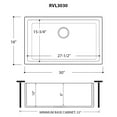 thumbnail image 3 of Ruvati 30-inch Fireclay Undermount / Drop-in Topmount Kitchen Sink Single Bowl, 3 of 7