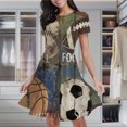 thumbnail image 2 of Natural Art Soccer Football Sports Women's Classic Swing Skater Dress Casual Work Party Cocktail Dresses, 2 of 6