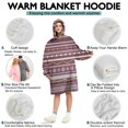 thumbnail image 5 of Wearable Oversized Blanket,Red Boho Ethnic Geometric Pattern Wearable Blanket Hoodie for Adults,Cozy Hooded Blankets with Super Pockets,Super Warm Fuzzy Pullover for Women & Men, 5 of 6