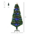 thumbnail image 3 of HOMCOM 5FT Pre-lit Artificial Christmas Tree with LED Lights and Fiber Optics, Xmas Holiday Decoration, Green, 3 of 10