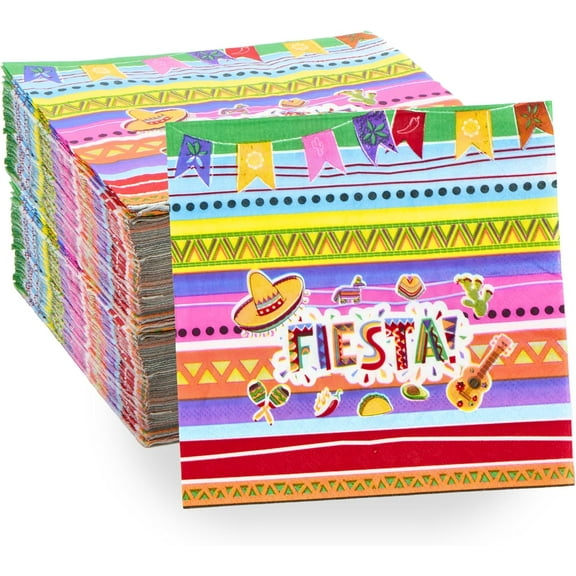 4E's Novelty 50 Pack Cinco De Mayo Fiesta Napkins - Vibrant Party Decorations & Supplies