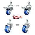 thumbnail image 2 of 3.5 Inch SS Blue Poly 12mm Threaded Stem Caster Set 2 Total Lock Brake SCC, 2 of 2