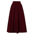thumbnail image 4 of RUTAYY High Waist A-Line Skirt Bow Linen Flared Beach Long Skirts For Women With Pockets Solid Color Smocked Boho Pleated Skirts, 4 of 7