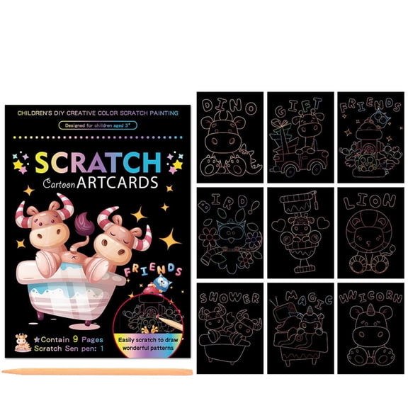 Nsxcdh Outdoor Toys for Boys and Girls Scratch Paper Art, Colorful Drawing Art Book With 1 Scratch Pen for Birthday Christmas Party Games Kits Under $10/$20/$50