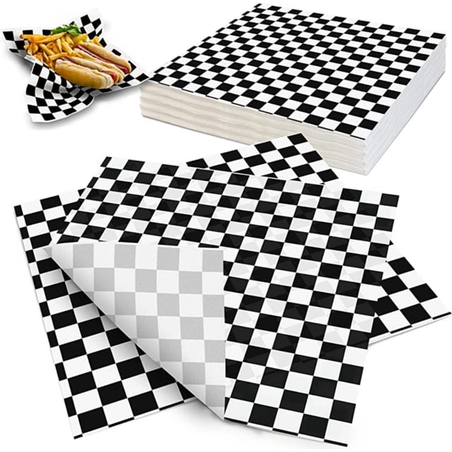 Papel antigrasa, 33 x 33 cm, cuadriculado blanco y negro, 100 hojas