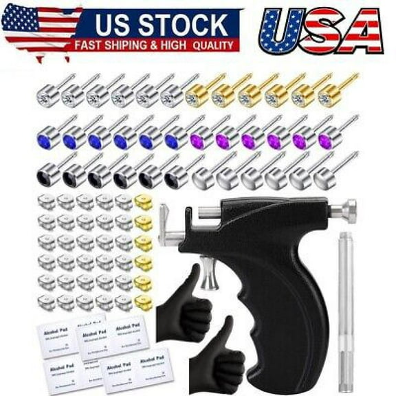 Professional Ear Piercing Kit with 36 Diamond Stud Earrings and Ear Piercing Gun