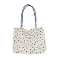 thumbnail image 1 of Large Capacity Corduroy Tote Bag, Ribbed Texture Soft Touch Shoulder Bag, Casual Street Style Underarm Handbag with Ribbon Print, Spring/Autumn Fashion for Women, 1 of 8