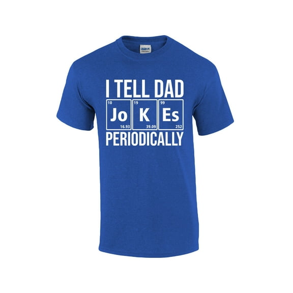 I Tell Dad Jokes Periodically Funny Periodic Table Mens Short Sleeve T-shirt Graphic Tee-Antique Royal Blue-small