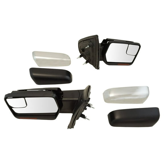 TRQ Power Heated Signal Memory Mirrors w/Chrome & Black Caps Pair for 04-13 F150 MRA08623 Fits select: 2007-2014 FORD F150
