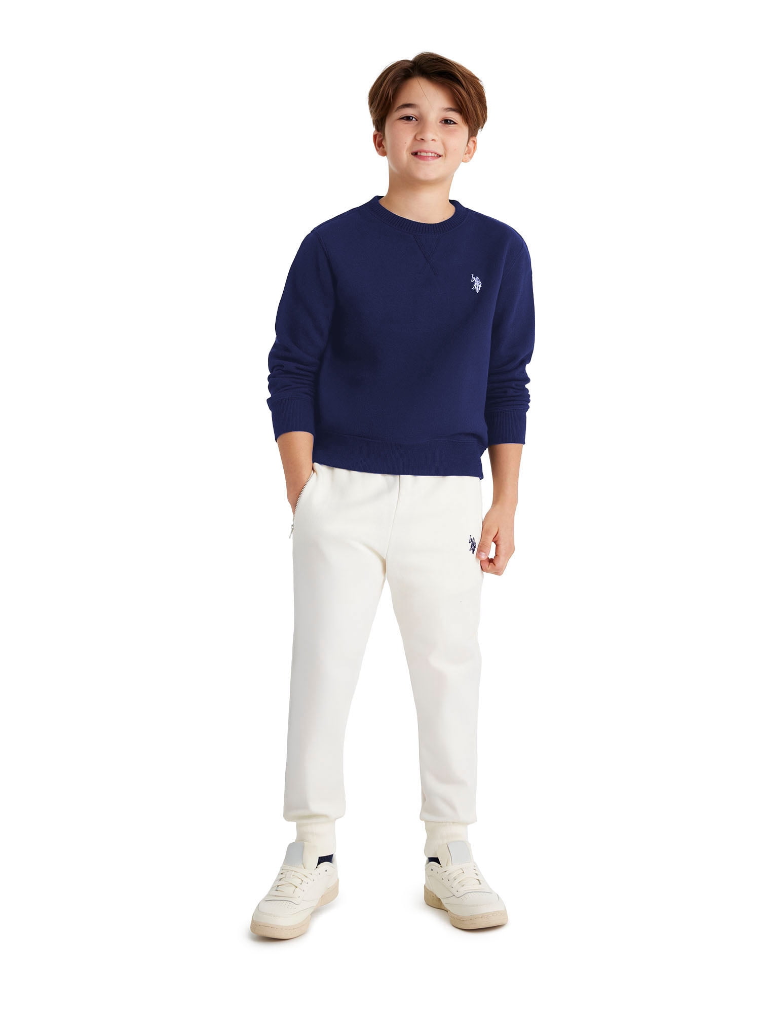 U.S. Polo Assn. Boys Fleece Crew Neck Pullover Sweatshirt, Sizes 4-18