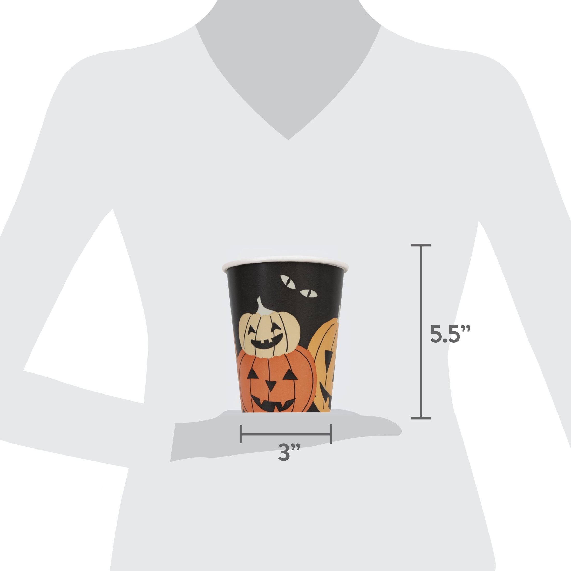 Jack-o'-Lantern Disposable Paper Cups, Multicolor, 9 oz, 8 Count, Halloween by Way To Celebrate