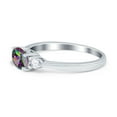 thumbnail image 3 of Three Stone Oval Engagement Ring Simulated Rainbow CZ 925 Sterling Silver Size 5, 3 of 4