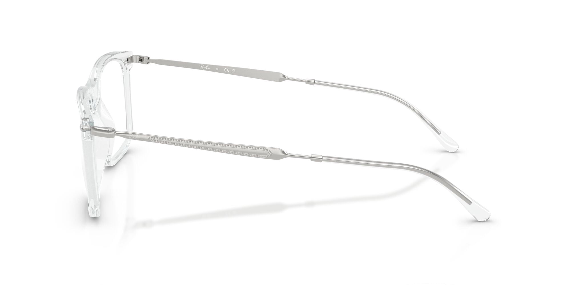 Ray-Ban Eye Glasses with Polished Transparent Nylon Frames and Demo Lens, Size 56