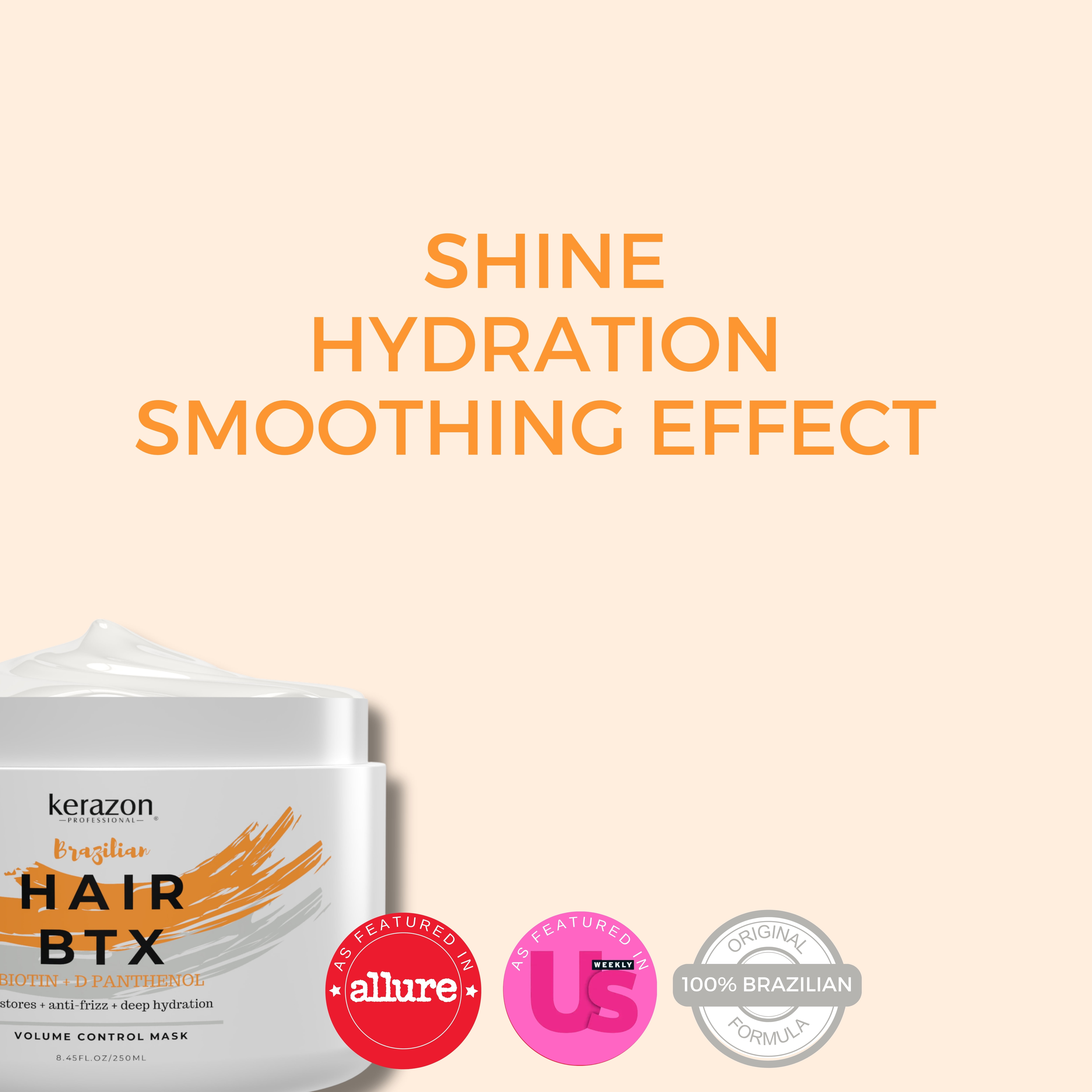 Kerazon Brazilian Hair BTX Smoothing Treatment Anti Frizz Hair Mask Volume Control For all Hair Types, Dry, Damaged Hair 8oz