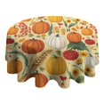 thumbnail image 4 of Fall Pumpkins Sunflowers Autumn Pattern Round Tablecloth 60" X 60",Wrinkle Wipeable Table Cloth for Kitchen Dining Room Picnic Patio Party, 4 of 6