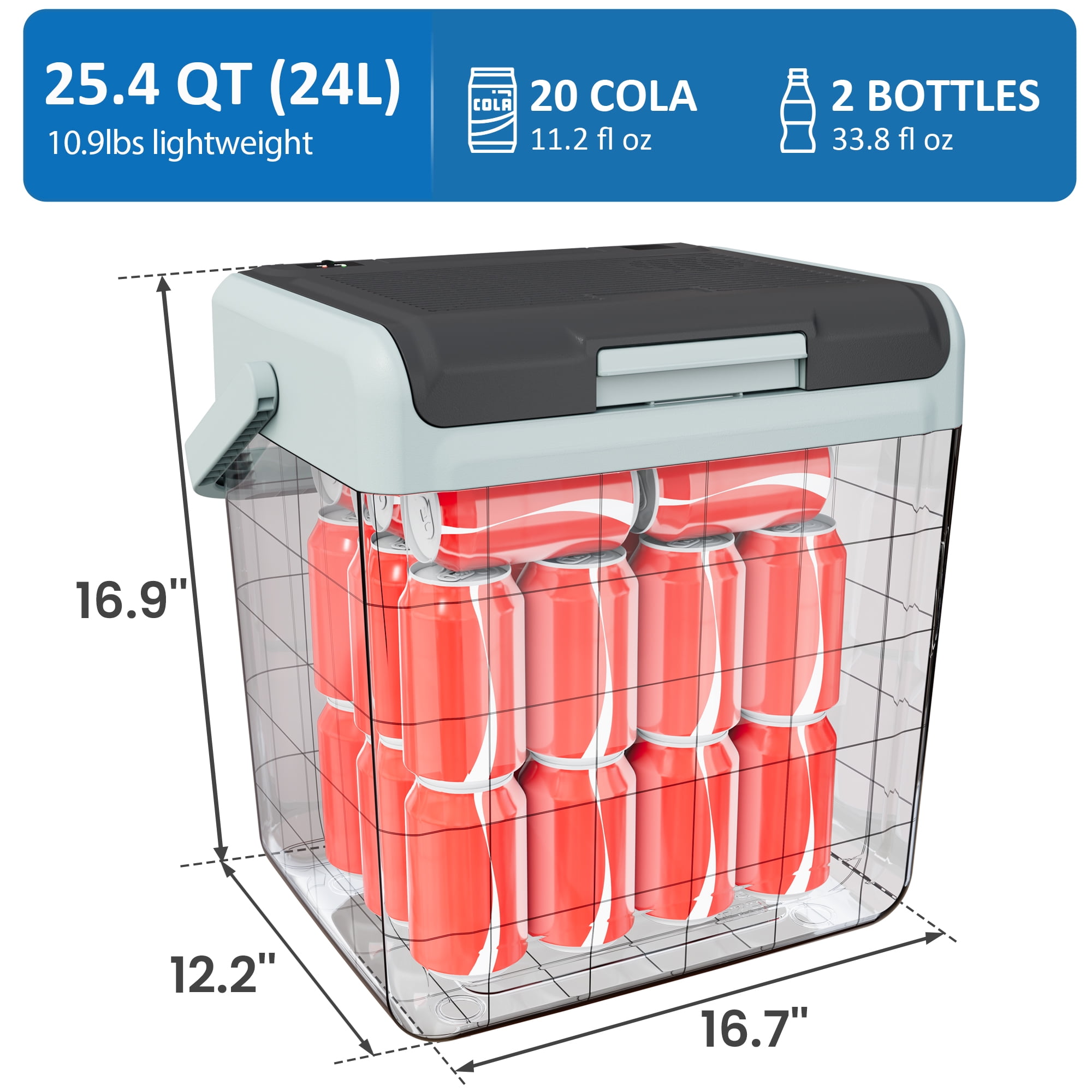 Sunvivi 25QT Portable Electric Cooler & Warmer with Handle – Mini Fridge for Car, Road Trips, Camping, Home, and Office, Black