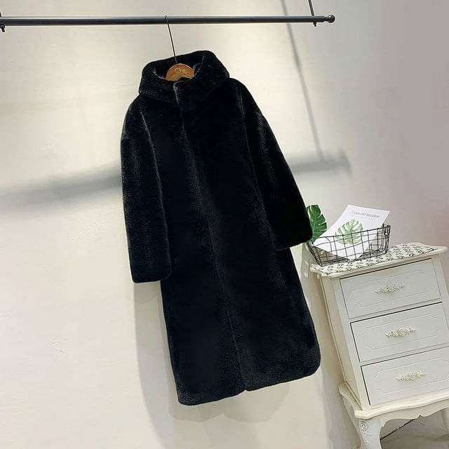 EGNMCR Women's Mid-length Fall-winter Mink Plus Size Extra Thick Faux Coat