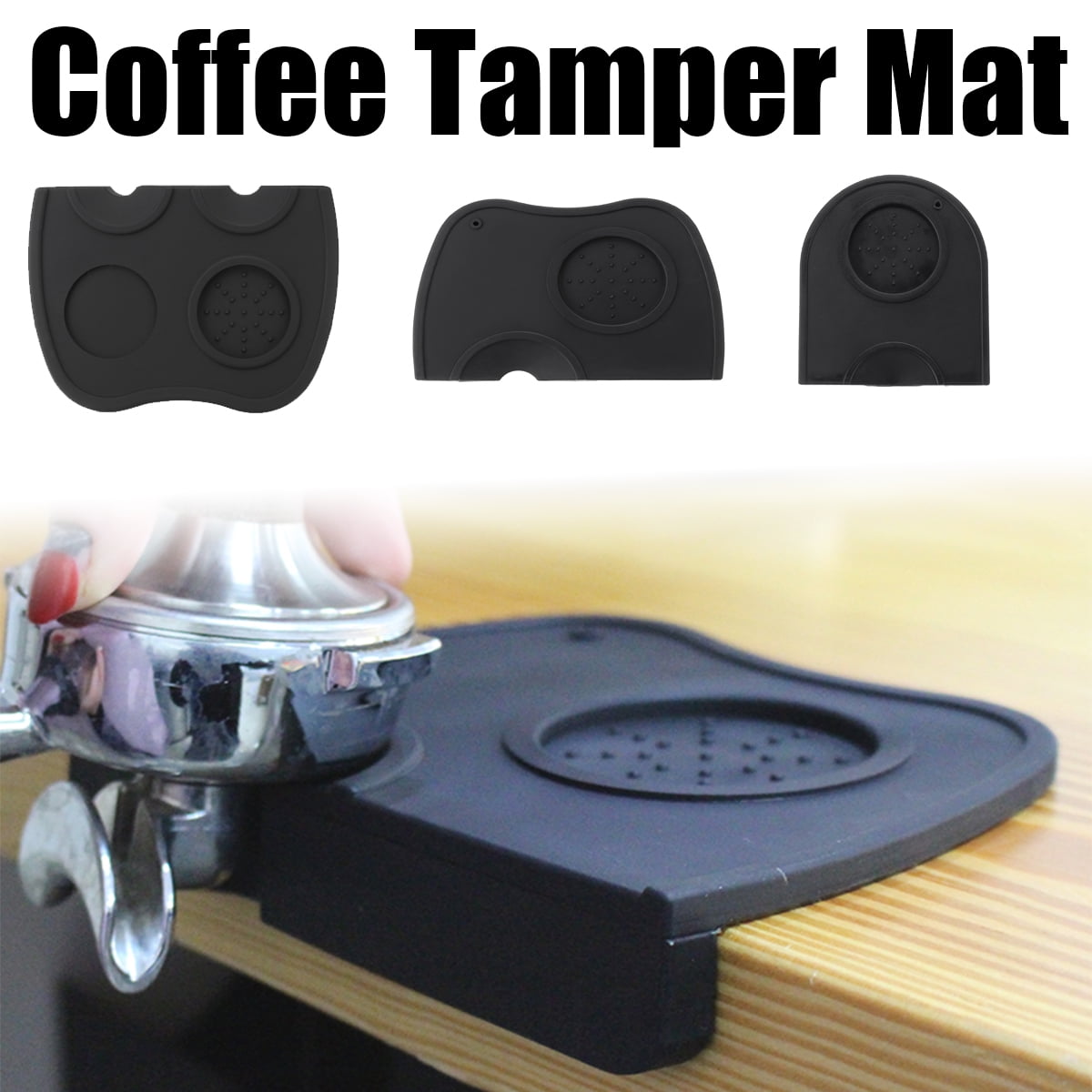 S, M, L Size Coffee Tamper Black Mat Tamping Rest Espresso Rubber