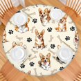 thumbnail image 2 of Cartoon Corgi Dog and Footprints Round Fitted Tablecloth with Elastic Edge,Dining Table Cover Waterproof,Outdoor Round Tablecloth for Camping,Dining,Indoor and Outdoor, 2 of 7