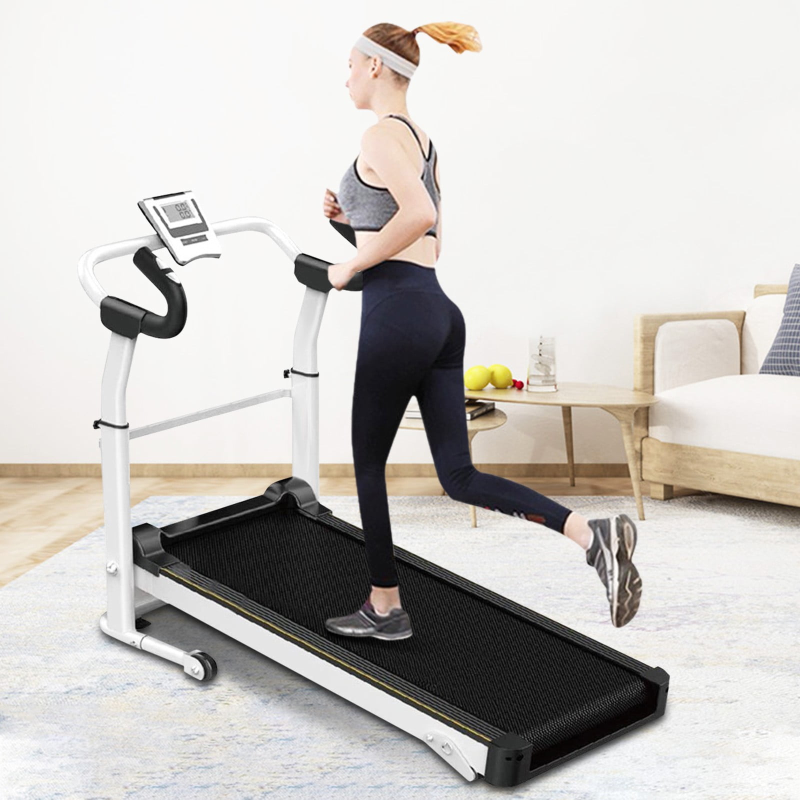 Folding Manual Treadmill Working Machine Cardio Fitness Exercise Incline Home， 