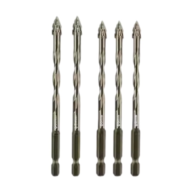 Juego de 5 brocas excéntricas con dientes de de cuatro ranuras, juego de perforación de agujeros con vástago hexagonal, alta dureza prémium