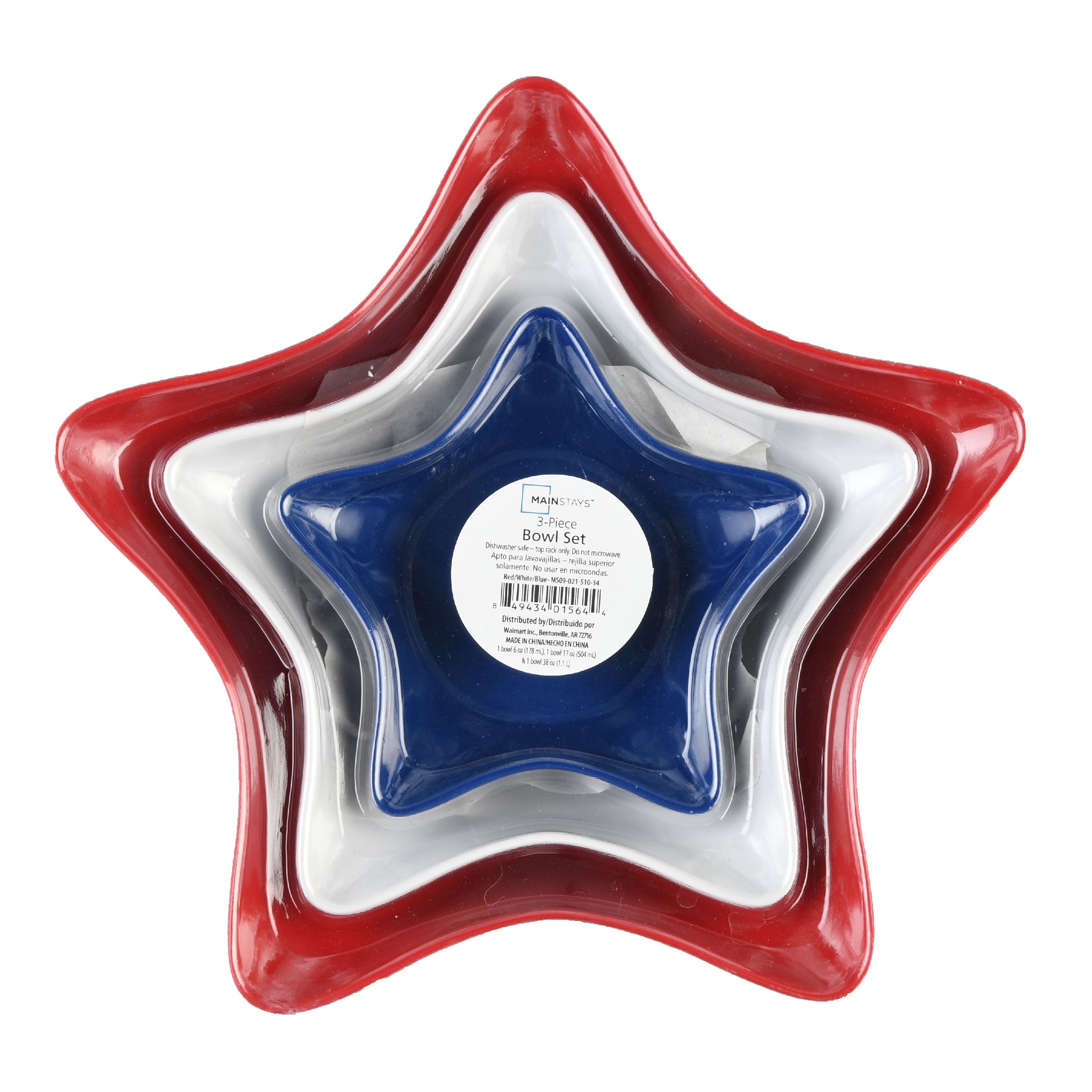 Mainstays Figural Star Bowl Set 3 Piece Walmart Com Walmart Com
