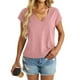 thumbnail image 2 of Top marrón,Blusa informal de manga corta con cuello en V para mujer, color liso, tejido suave y transpirable, cómoda para el hogar y el uso diario, sopatenor, 2 of 9