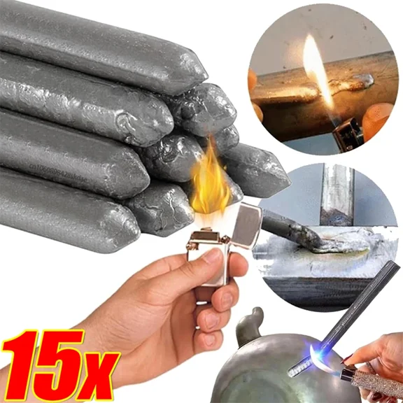 15PCS Low Temperature Easy Melt Welding Rods for Copper Iron Stainless Steel Soldering Aluminum Repairing Holes Solder Rod Agent Kits