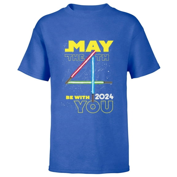 Star Wars May the 4th Be With You 2024 Lightsabers - Short Sleeve T-Shirt for Kids - Customized-Royal