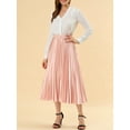 thumbnail image 5 of DARING DIVA Women's A-line High Waist Pleated Midi Skirt L Pink, 5 of 7