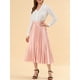 thumbnail image 5 of Faldas Midi Plisadas Metálicas con Cintura Elástica Inspiradas en Mujeres Chic L Rosa, 5 of 7