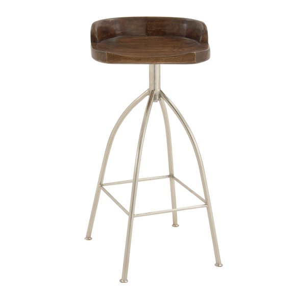 DecMode Brown Metal Contemporary Bar Stool 33"