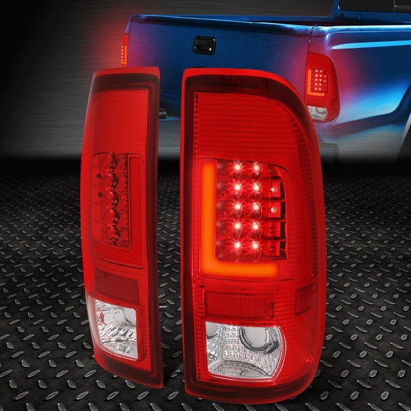 Nuvision LED Red L-Shape Tail Light Brake Parking Lamps for 90-97 Ford F150 / Super Duty
