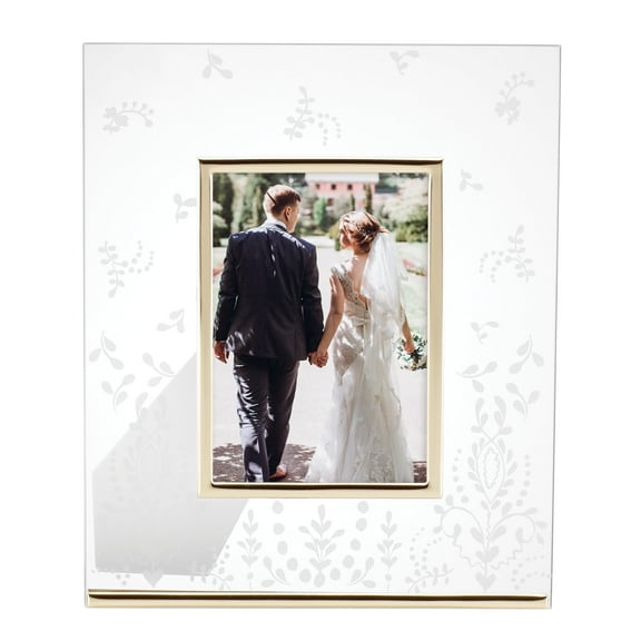 Lenox Opal Innocence Flourish Glass Picture Frame, 2.20 LB, Metallic