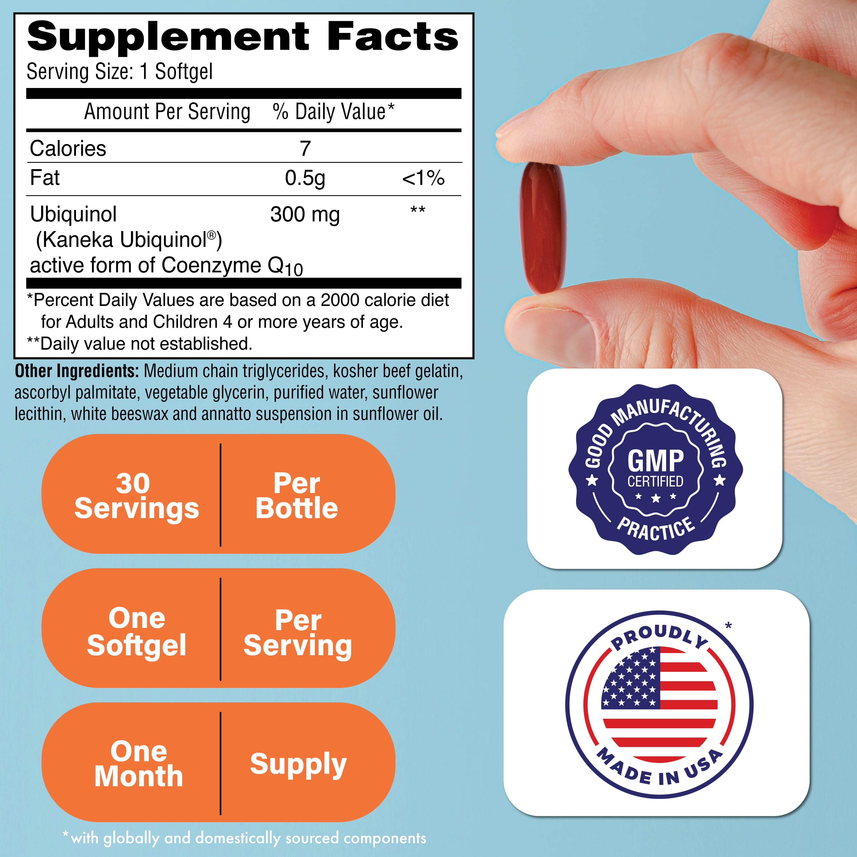 Ubiquinol 300mg CoQ-10 (Kaneka™) 30 Softgels (Non-GMO) by Health Thru Nutrition