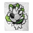 thumbnail image 1 of KDAGR Throw Blanket 58x80 Inches Monster Claw Holding Soccer Football Ball and Breaking Through The Warm Flannel Soft Blanket for Couch Sofa Bed, 1 of 1