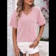 thumbnail image 5 of Blusas de Verano con Cuello en V para Mujer, Camisetas Extragrandes, Blusas de Corta para Mujer, Atuendos Informales Elegantes para el Trabajo. Rosa XXL, 5 of 8