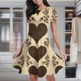 thumbnail image 2 of Brown Heart Pattern Wallpaper Women's Classic Swing Skater Dress Casual Work Party Cocktail Dresses, 2 of 6
