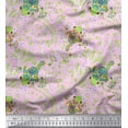 thumbnail image 1 of Soimoi Rayon Crepe Fabric Dot,Leaves & Lizard Reptile Printed Fabric 1 Yard 46 Inch Wide, 1 of 1