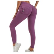 AherBiu Yoga Leggings for Women High Waisted Butt Lift Stretch Workout Cargo Legging Pants with Pockets