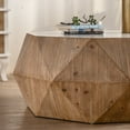 Wooden Coffee Table With 3D Embossed Pattern Design 220lbs Load
