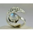 thumbnail image 3 of Navya Craft Rainbow Moonstone Round 925 Sterling Silver Handmade Women Statement Leaf Ring Size 4.5, 3 of 4
