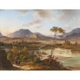 thumbnail image 2 of Jakob Canciani 24x19 Black Ornate Framed Double Matted Museum Art Print Titled: View of Villach, 2 of 5