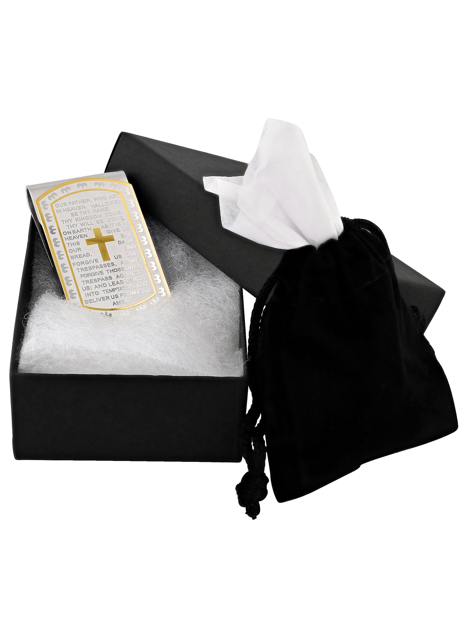 Men's Stainless Steel Two-Tone Lord's Prayer Money Clip