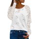 thumbnail image 1 of Gibobby Blusas Manga Larga Mujer Camiseta de manga larga con encaje de algodón y estampado floral para mujer（Blanco， S), 1 of 4