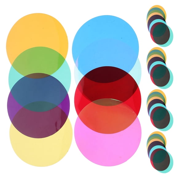 CATIEBYE 40Pcs Round Colored Plastic Sheets Peel and Stick Lighting Gel Filters for Ceiling Spotlights